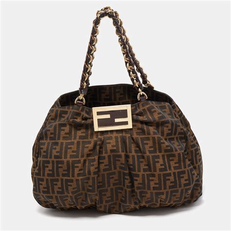 fendi mia large zuca bag tobacco|FENDI Zucca Patent Large Mia Shoulder Flap Tobacco.